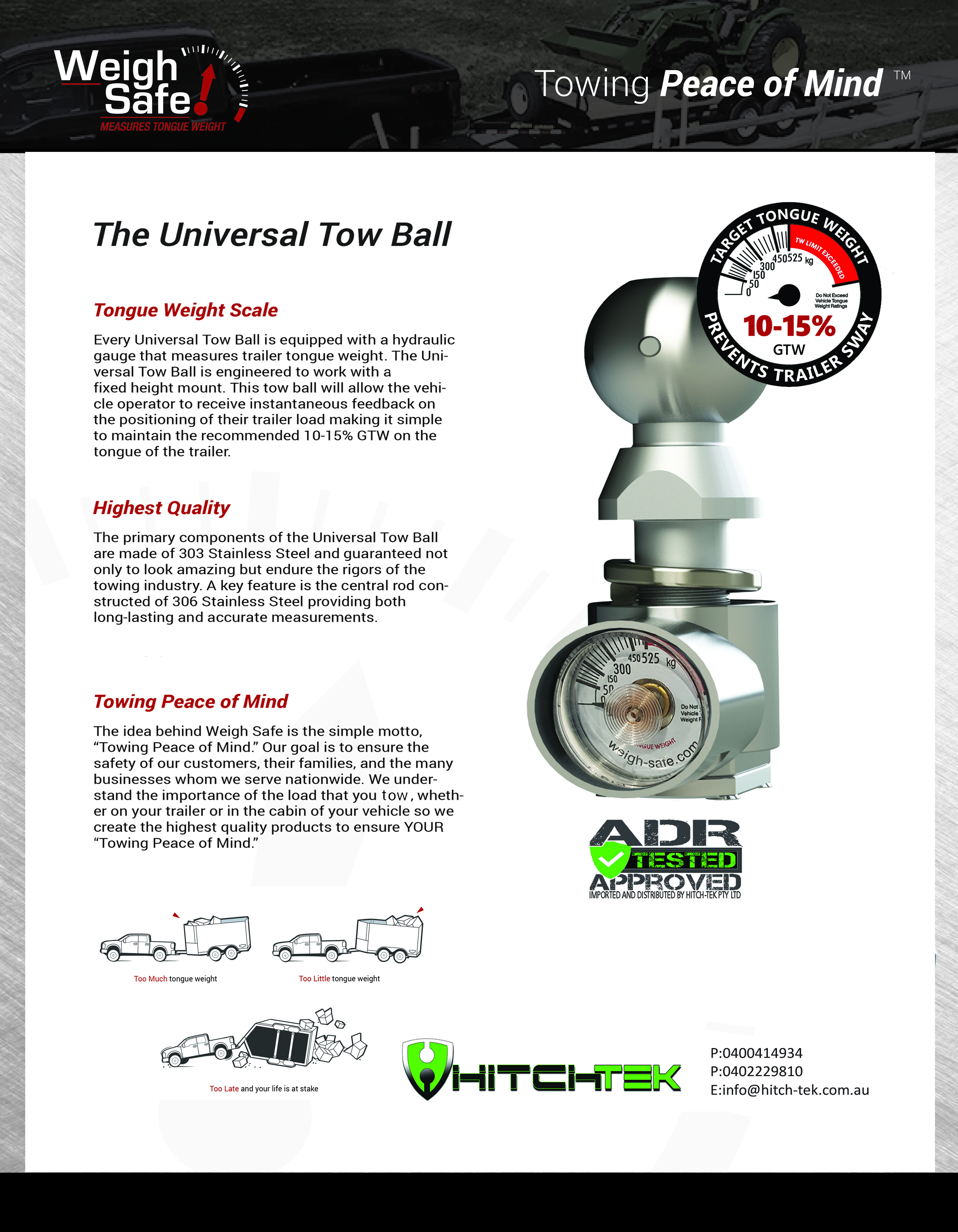 Hitch-Tek  Weigh Safe Universal Towball